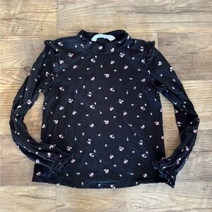 H&M Black Ruffled Long Sleeve Blouse